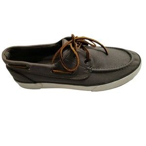 Polo Ralph Lauren Mens Sander Canvas Boat Shoes Gray Lace-Up Size 10.5D